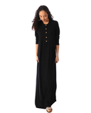 Chicolli Black Maternity & Nursing Button Down Coverall Modal Nightgown