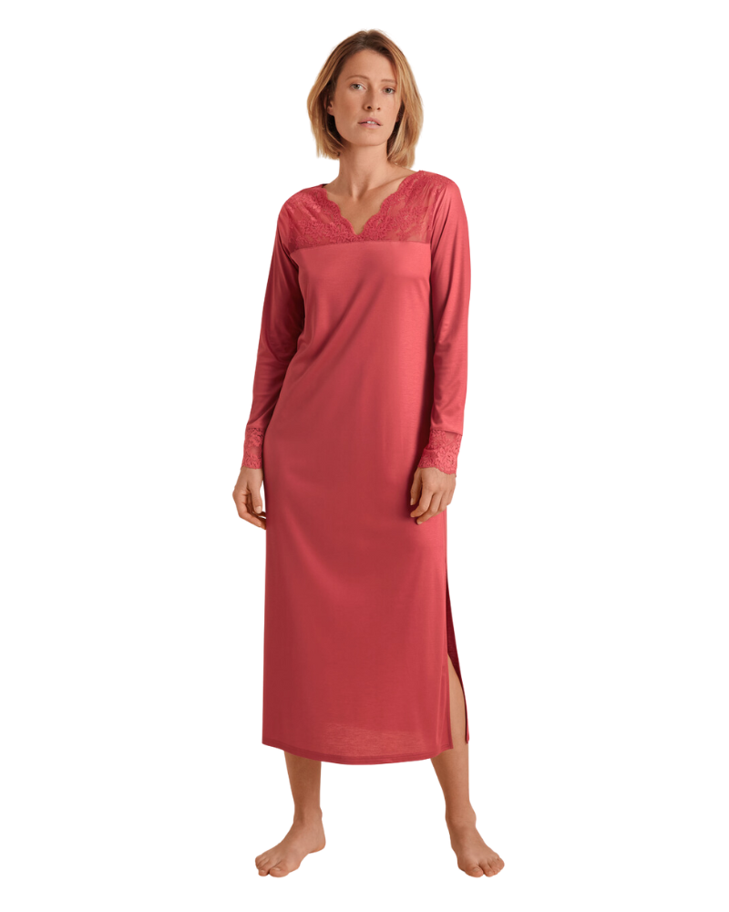 Calida 33054 #154 Pomegranate Red Glamorous Nights Modal Nightshirt myselflingerie.com