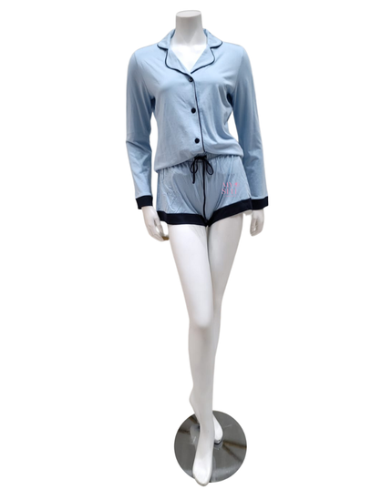  Cosabella AMOBD9645 Aasmani Blue/Navy Blue Bella Long Sleeve PJ's Boxer Set myselflingerie.com