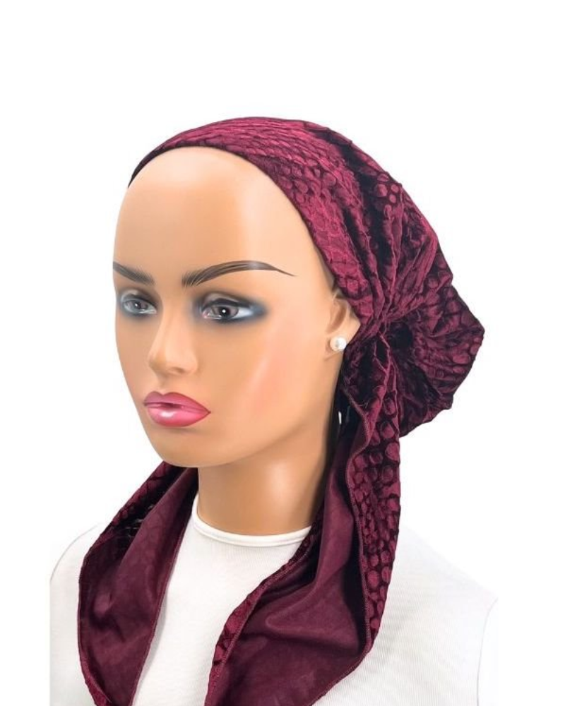 Ahead P2175-24 Burgundy Pebble Velour Pre-Tied Bandanna myselflingerie.com