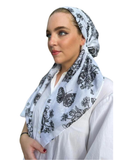 Scarf Bar Winter White Toile Print Classic Pre-Tied Bandanna with Full Grip myselflingerie.com