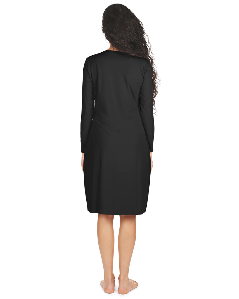 Me Moi CSP503-42 Black Bonded Long Sleeve Shell Dress 42" myselflingerie.com