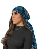 Tie Ur Knot Blue Floral Splatter Adjustable Pre-Tied Bandanna with Full Grip myselflingerie.com