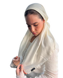 Scarf Bar Solid Cream Shimmer Classic Pre-Tied Bandanna with Full Grip myselflingerie.com