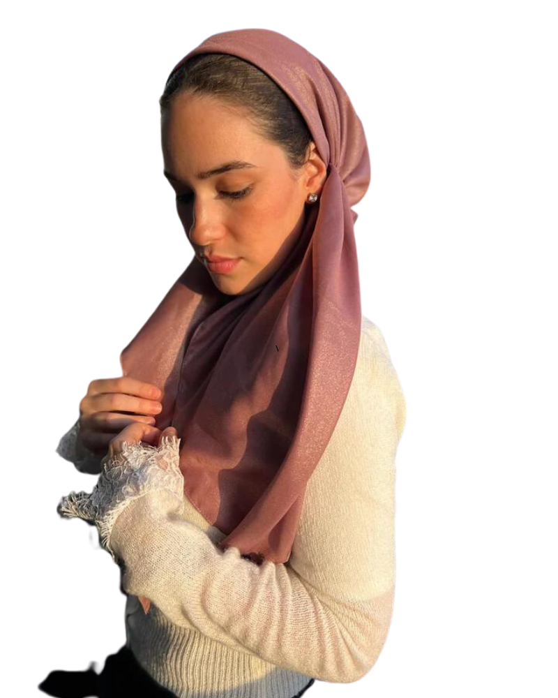 Scarf Bar Solid Mauve Shimmer Classic Pre-Tied Bandanna with Full Grip myselflingerie.com