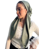 Scarf Bar Solid Sage Green Shimmer Classic Pre-Tied Bandanna with Full Grip myselflingerie.com