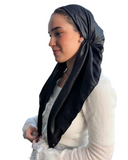 Scarf Bar Solid Black Shimmer Classic Pre-Tied Bandanna with Full Grip myselflingerie.com