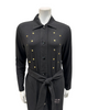 Nico Italy AH919 Studded Black Ribbed Modal Snap Front Morning Wrap Robe  myselflingerie.com