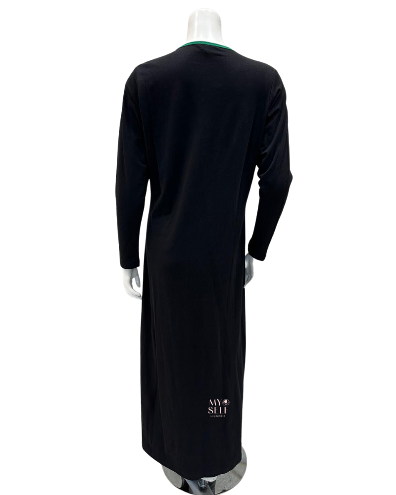 Espi AH740 Black Multicolor Piping Pull On Cotton Teen Nightgown myselflingerie.com