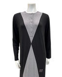 Nico Italy AH815 Black/Grey Color Contrast Snap Front Modal Nightgown myselflingerie.com