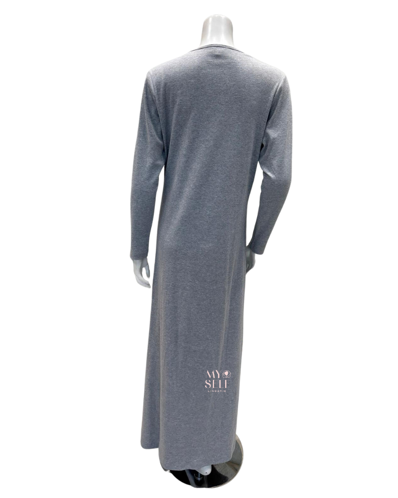 Espi AH737 Dreamer Ribbed Grey Pull On Cotton Teen Nightgown myselflingerie.com