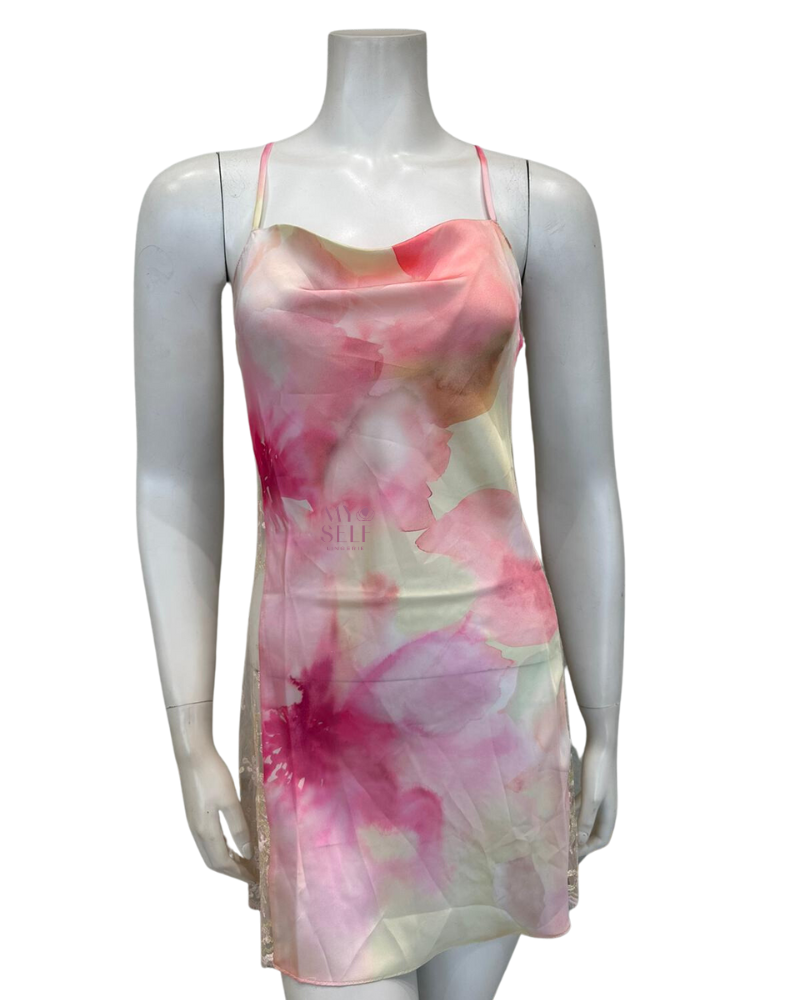 Rya Collection 197 + 207 Jackie Print Blush Darling Embroidered Lace Chemise & Robe Set myselflingerie.com