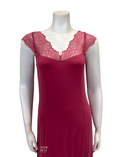 Oh! Zuza 4007 Strawberry Lace Sheer Back Nightgown myselflingerie.com