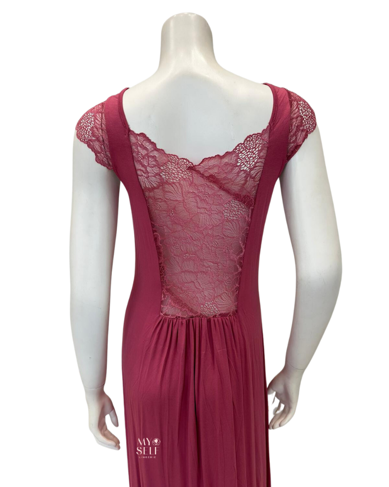 Oh! Zuza 4007 Strawberry Lace Sheer Back Nightgown myselflingerie.com
