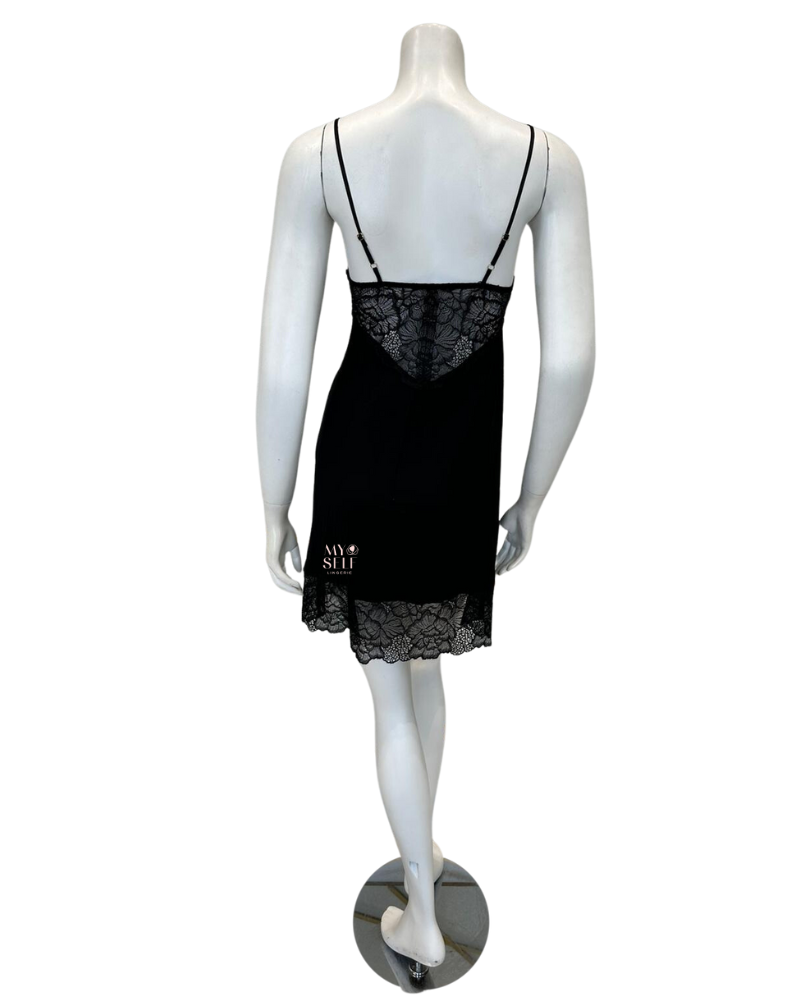 Oh! Zuza 4014 + 4015 Black Sheer Lace Modal Chemise & Wrap Set myselflingerie.com