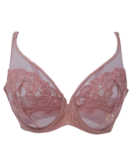 Simone Perele 15C319 Plum Saga Sheer Plunge Underwire Bra myselflingerie.com