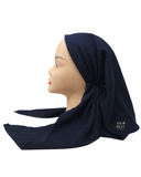Lizi Headwear Solid Navy Crimped Open Back Pre-Tied Bandanna with Light Grip