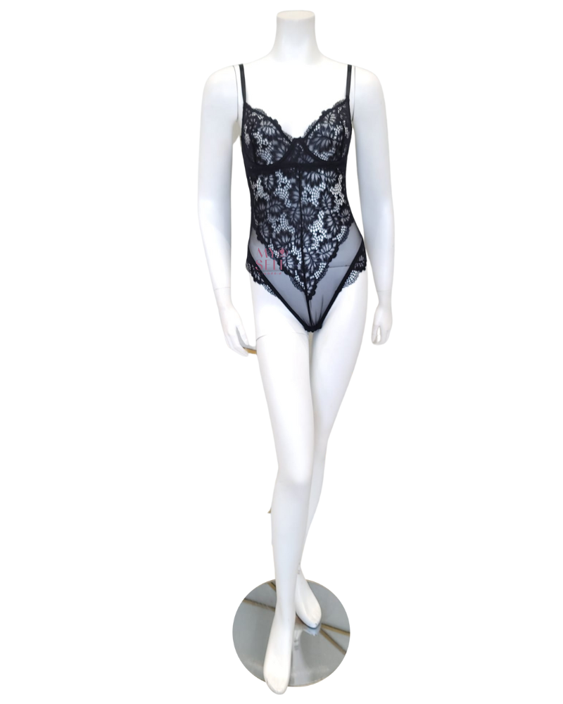 Oh La La Cheri 51-11053 Black Page Underwire Lace Teddy myselflingerie.com
