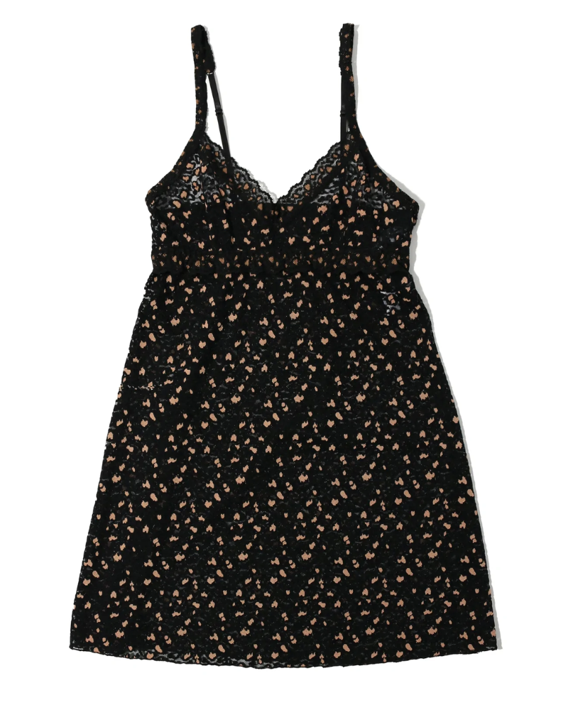 Hanky Panky 7J5704 Black/Praline Cross Dye Leopard Chemise myselflingerie.com