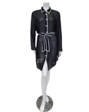 Gottex 23SS628 Sail to Sunset Black/White Belted Blouse Cover Up myselflingerie.com