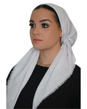 Tie Ur Knot Solid White Adjustable Pre-Tied Bandanna with Full Grip