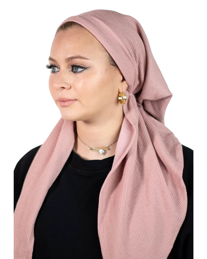 Tie Ur Knot Dusty Rose Cable Knit Adjustable Pre-Tied Bandanna with Full Grip myselflingerie.com