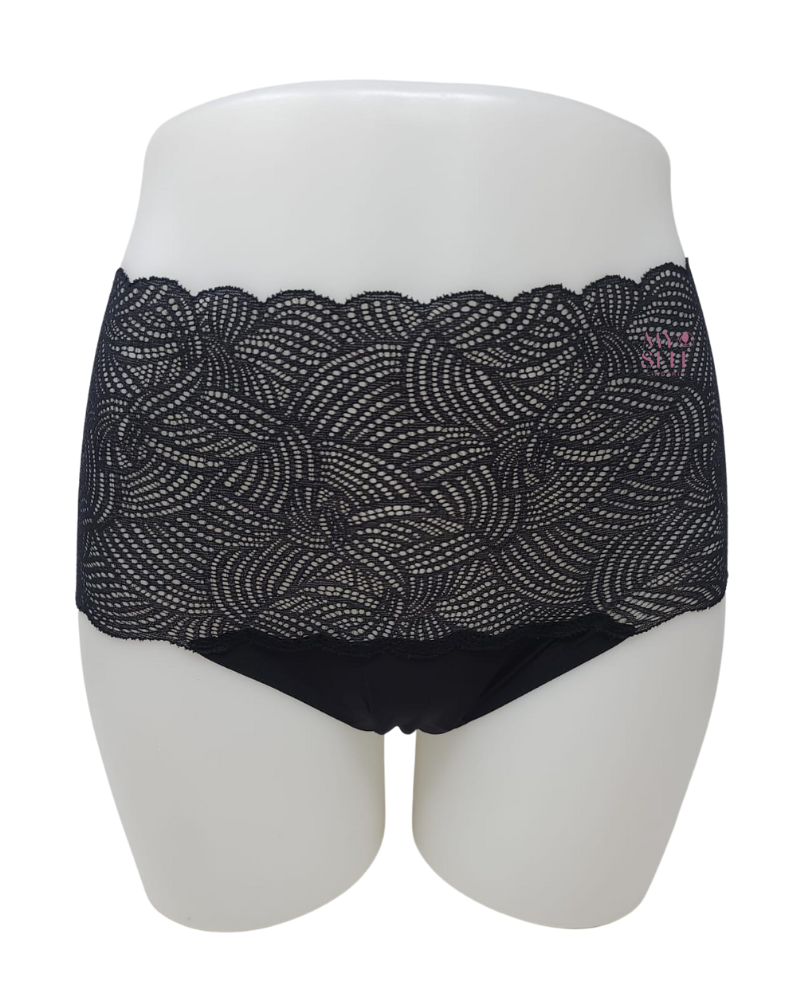 Chantelle 11G8 Black Soft Stretch Lace High Waist Brief myselflingerie.com