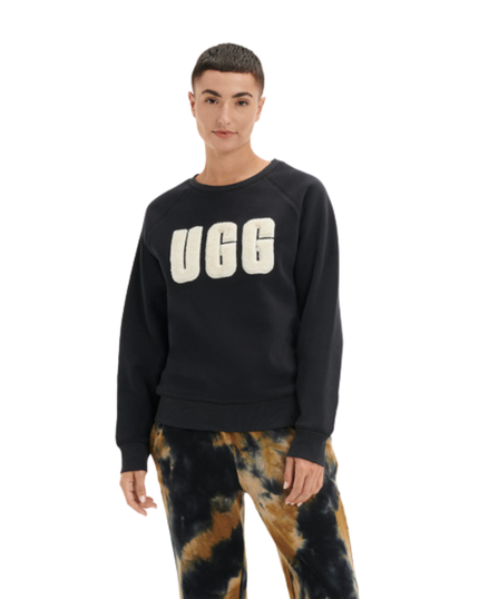 UGG 1123718 Black/Cream Madeline Fuzzy Logo Crewneck Sweater myselflingerie.com
