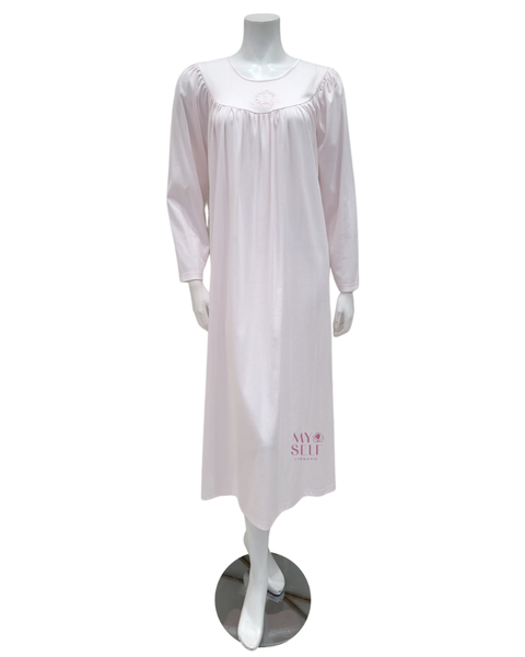 Calida 33346 #909 Powder Pink Long Sleeves 100% Cotton Nightshirt –