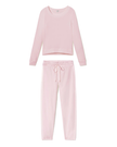 PJ Harlow ROSIE + BLYTHE Blush Long Sleeve Satin Waistband Pajamas Set myselflingerie.com