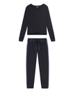 PJ Harlow ROSIE + BLYTHE Navy Long Sleeve Satin Waistband Pajamas Set myselflingerie.com