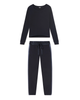 PJ Harlow ROSIE + BLYTHE Navy Long Sleeve Satin Waistband Pajamas Set myselflingerie.com