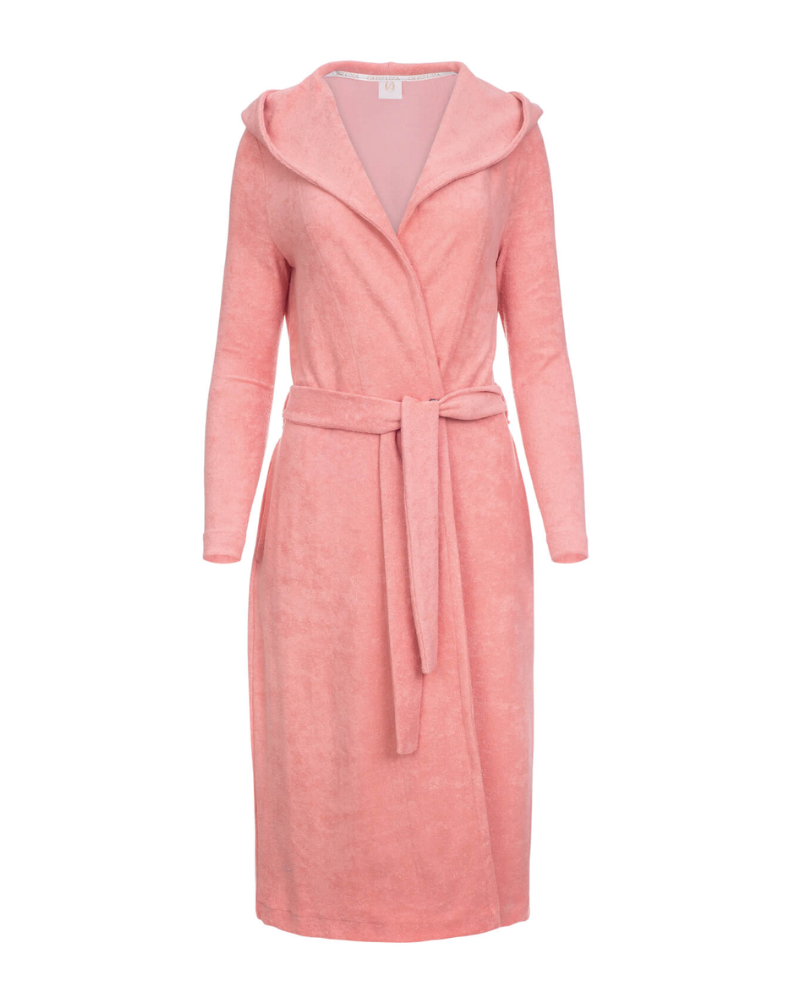Oh! Zuza R05 Golden Rose Hooded Long Terry Bath Wrap Robe myselflingerie.com