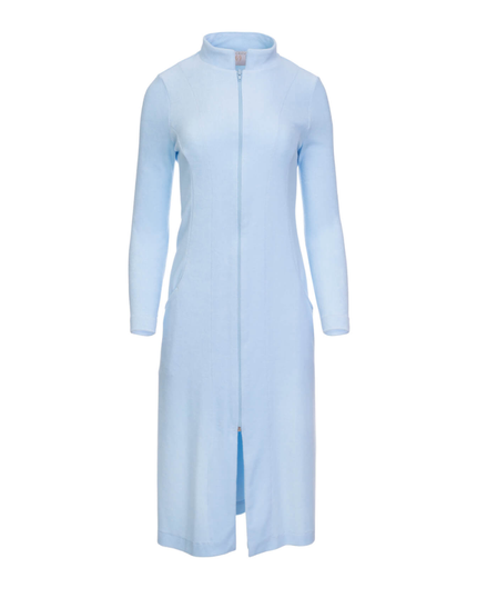 Oh! Zuza R04 Light Blue Zip Up Long Bath Robe myselflingerie.com