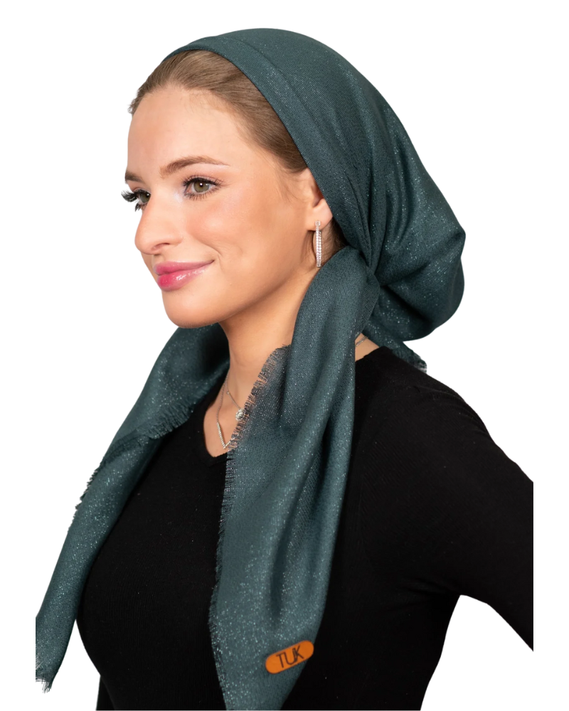 Tie Ur Knot Solid Turquoise Shimmer Adjustable Pre-Tied Bandanna with Full Grip myselflingerie.com
