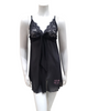 Samantha Chang SC4413123 Black with Black Mesh Illusion Chemise myselflingerie.com