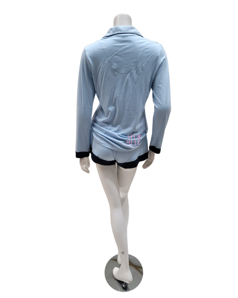  Cosabella AMOBD9645 Aasmani Blue/Navy Blue Bella Long Sleeve PJ's Boxer Set myselflingerie.com