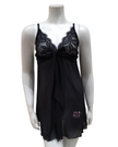 Samantha Chang SC4413123 Black with Black Mesh Illusion Chemise myselflingerie.com