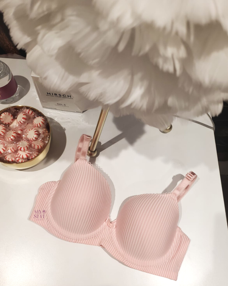 You 100-811 Pink Pinstripe Design Dalya Molded Underwire Bra myselflingerie.com