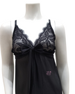 Samantha Chang SC4413123 Black with Black Mesh Illusion Chemise myselflingerie.com