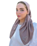 Scarf Bar Swarovski Summer Collection Taupe Hearts Square Scarf
