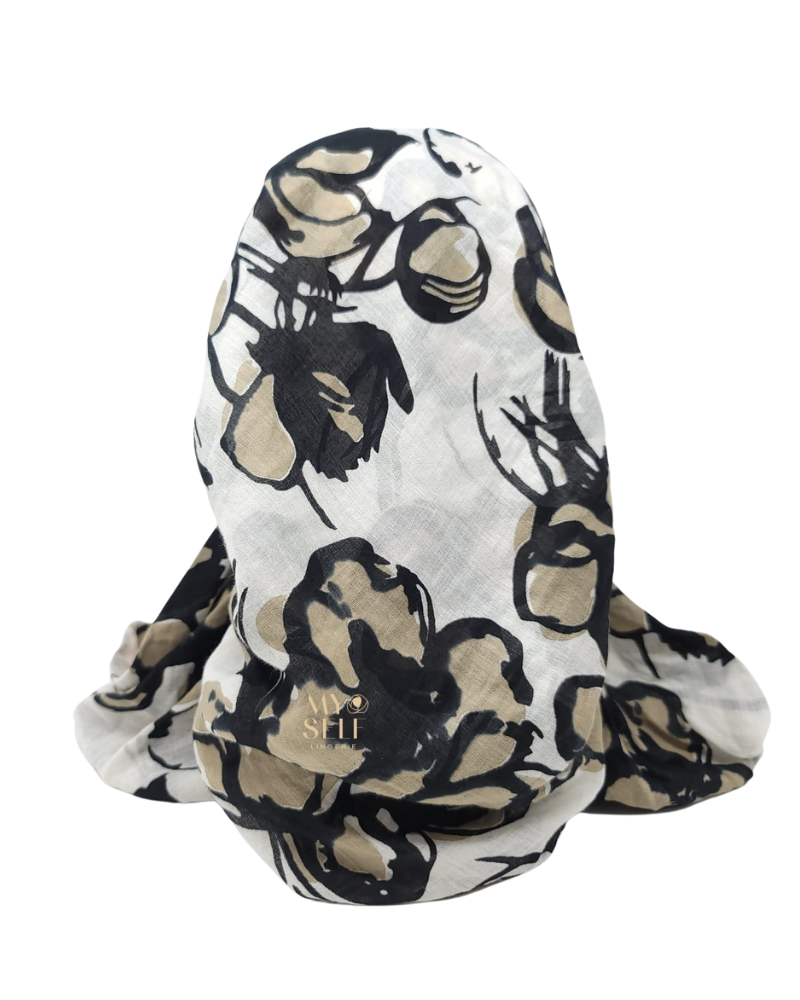 SG PR04 Black Camel Floral Adjustable Cotton Pre-Tied Bandanna myselflingerie.com