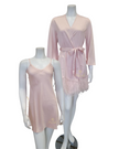 Rya Collection 195 + 394 Pink Petal Heavenly Chemise & Feathers Satin Kimono Wrap myselflingerie.com