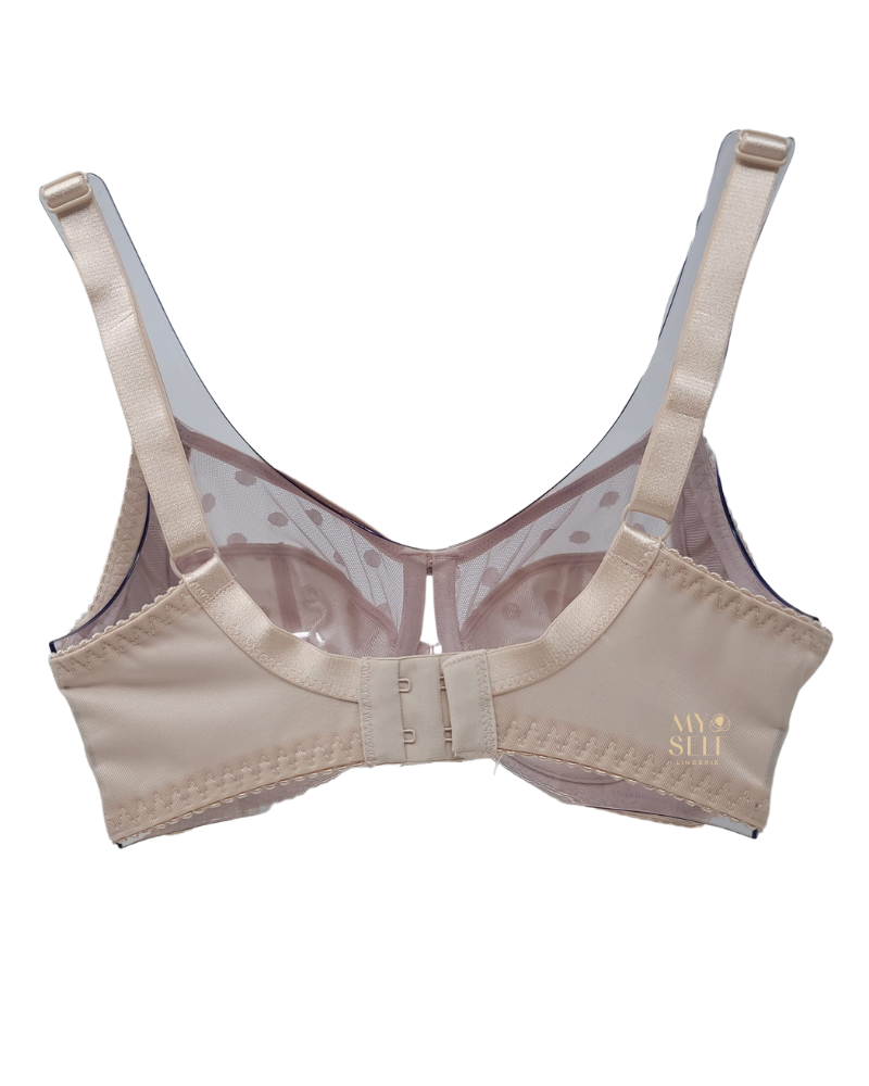 Fitfully Yours B2498 Rosy Beige Carmen Polka Dot Lace Underwire Bra myselflingerie.com