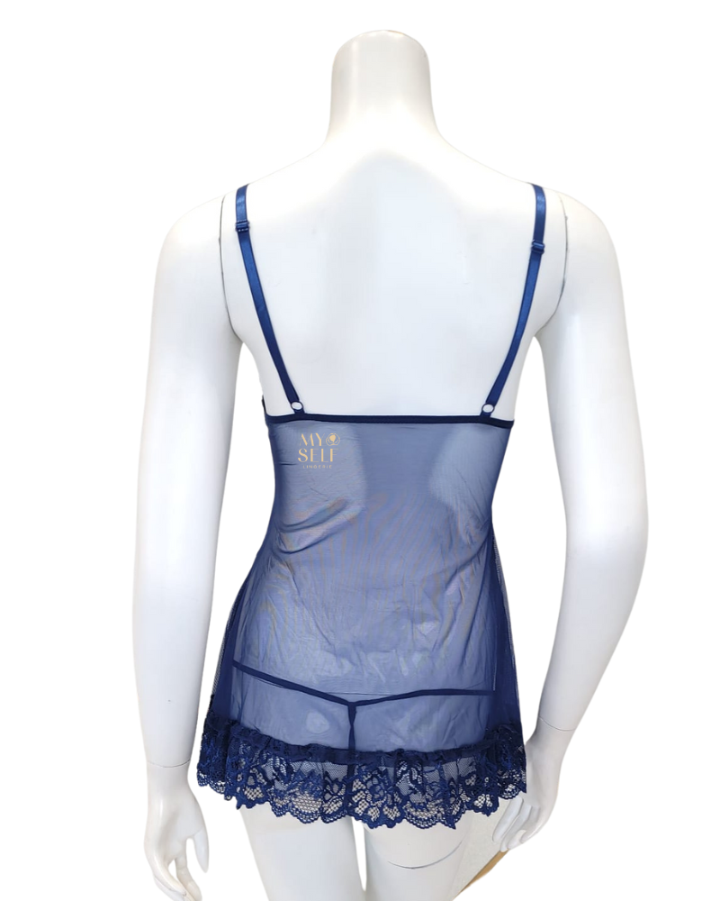 Oh La La Cheri 2139 Estate Blue Lacey Babydoll with Bows & G-String myselflingerie.com