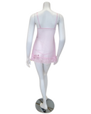 Oh La La Cheri 2139 Pink Tulle Lacey Babydoll with Bows & G-String myselflingerie.com