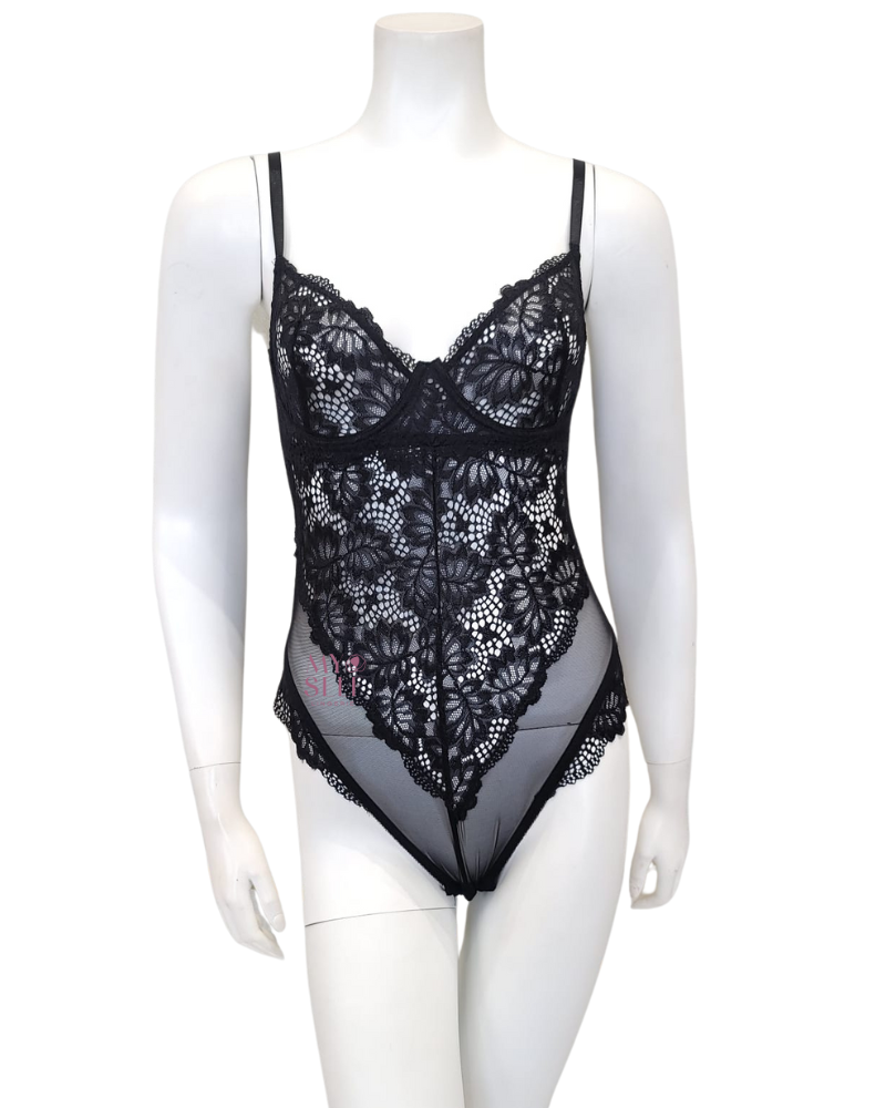 Oh La La Cheri 51-11053 Black Page Underwire Lace Teddy myselflingerie.com