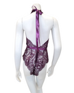 Oh La La Cheri 52-11025 Potent Purple Eyelash Lace Halter Teddy with Ties myselflingerie.com