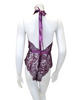 Oh La La Cheri 52-11025 Potent Purple Eyelash Lace Halter Teddy with Ties myselflingerie.com