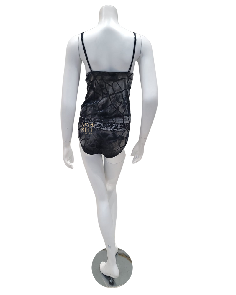 Jackie O'Loungewear NG-ICE Ice Crackle Velvet Camisole & Panty Set myselflingerie.com